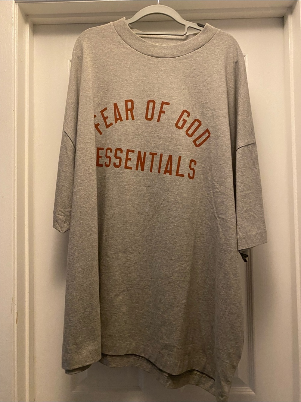 Fear of God Essentials Oversized Tee - Light Gray with Rust Lettering - Picture 1 of 3